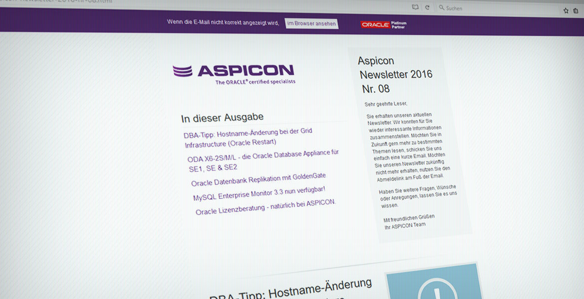 Referenz ASPICON Newsletter