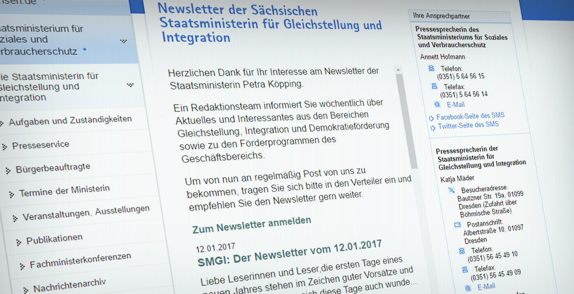 Referenz SMGI Newsletter Auflistung